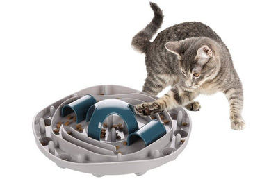 Flamingo Puzzle Feeder Hanto Interactive Cat Toy Grey/Blue 28.5x7cm