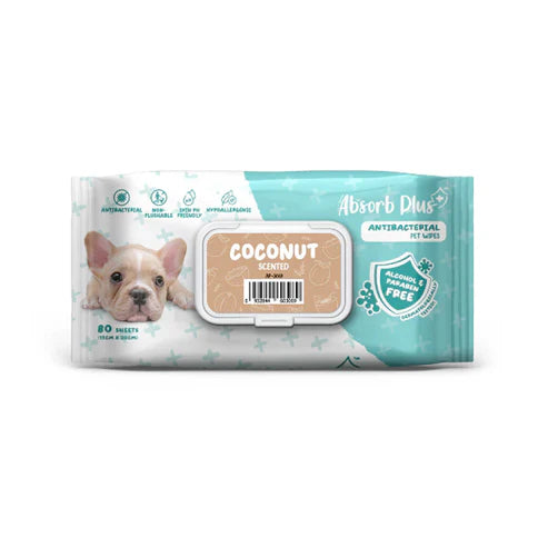 Absorb Plus AntiBacterial Pet Wipes Coconut Scented