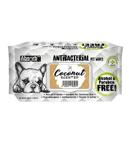 Absorb Plus AntiBacterial Pet Wipes Coconut Scented