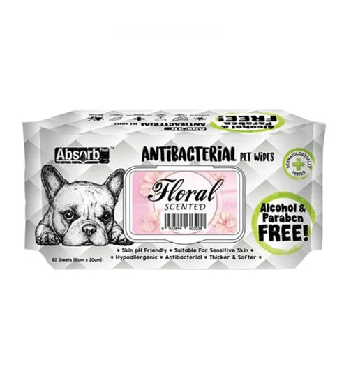 Absorb Plus AntiBacterial Pet Wipes Floral Scented