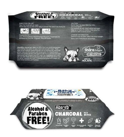 Absorb Plus Charcoal Pet Wipes Baby Powder Scented