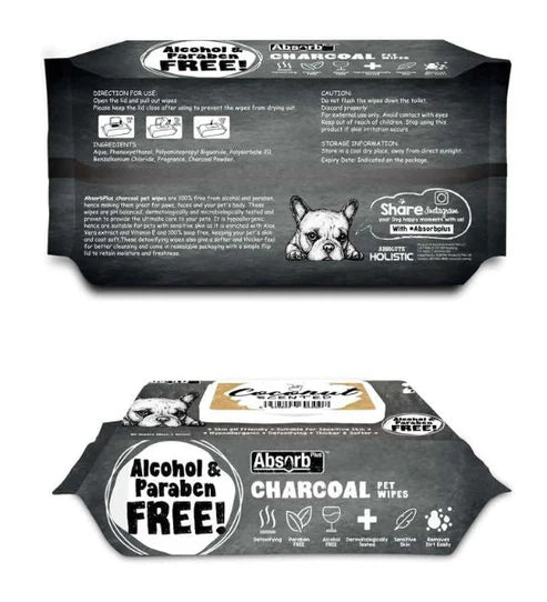 Absorb Plus Charcoal Pet Wipes Coconut Scented