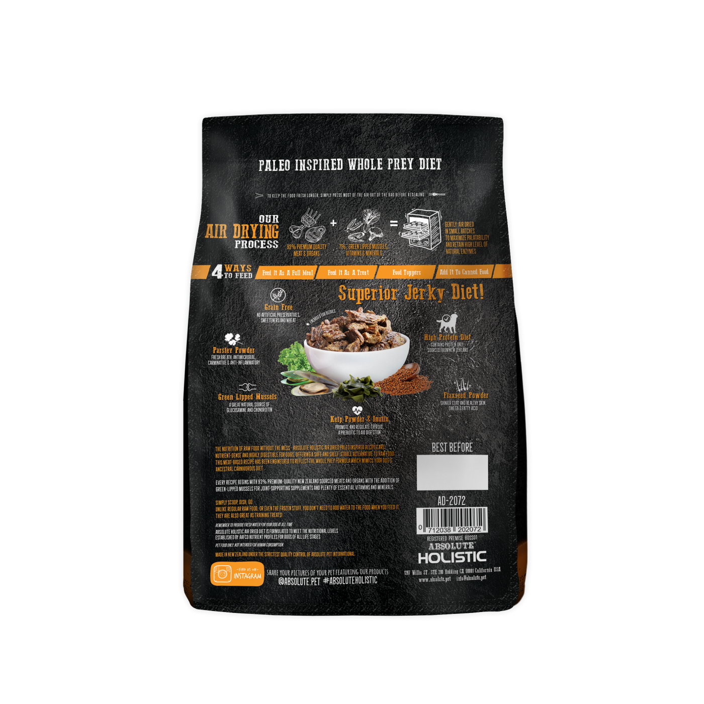 Absolute Holistic Air Dried Diet Lamb & Salmon Dry Dog Food