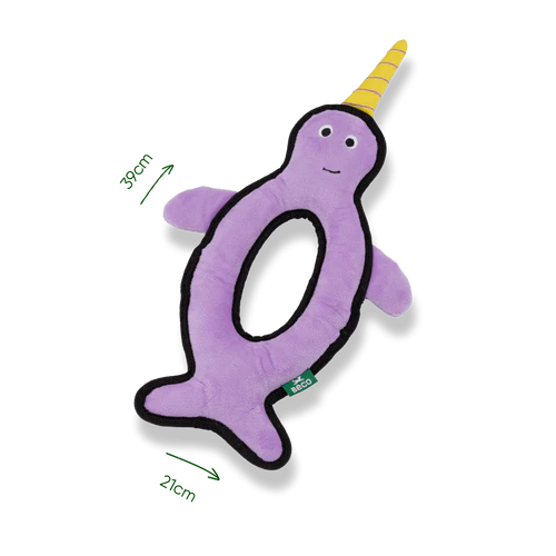Beco Rough and Tough Narwhal Soft Dog Toy