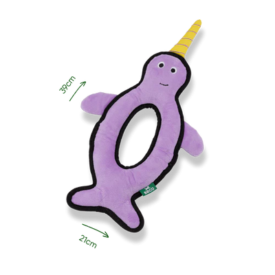 Beco Rough and Tough Narwhal Soft Dog Toy