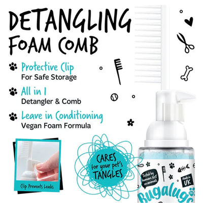 Bugalugs 2in1 Fragrance Free Detangling Foam Comb for Dogs - 150ML