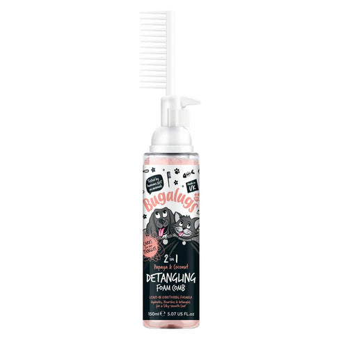 Bugalugs 2in1 Papaya & Coconut Detangling Foam Comb for Dogs & Cats - 150ML