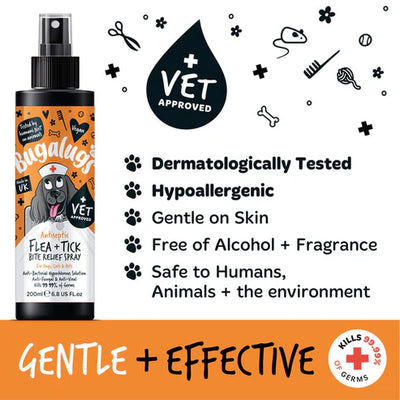 Bugalugs Antiseptic Flea & Tick Bite Relief Spray for Pets - 200ML