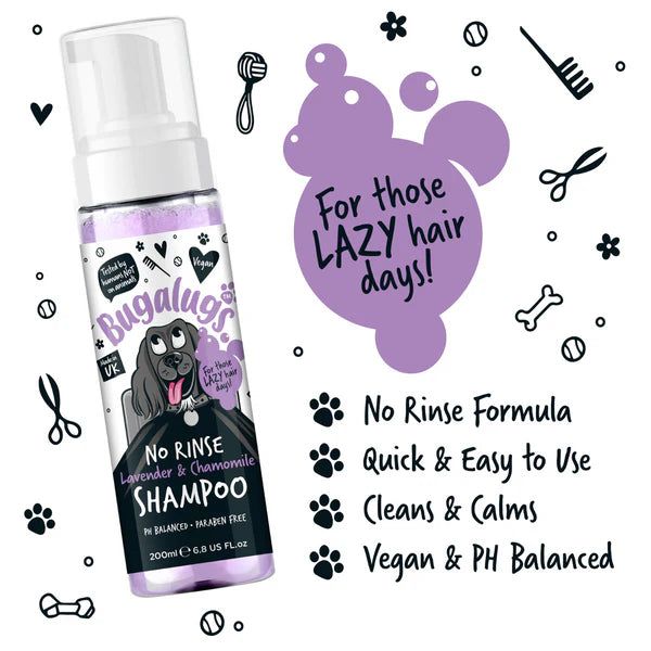 Bugalugs Lavender & Chamomile No Rinse Dog Shampoo - 200ML