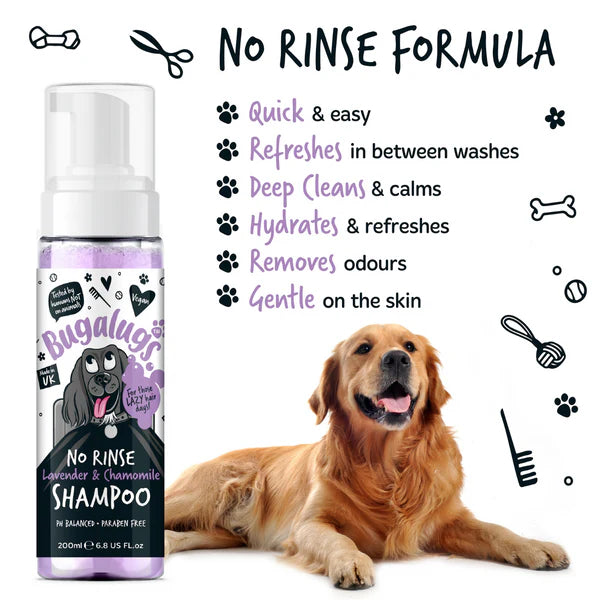 Bugalugs Lavender & Chamomile No Rinse Dog Shampoo - 200ML