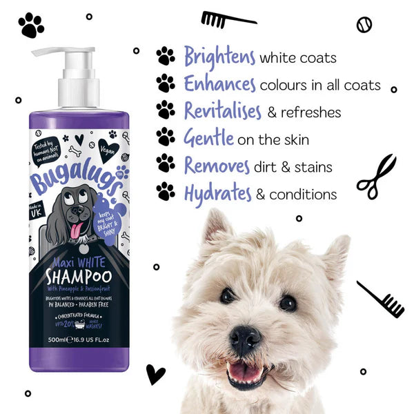 Bugalugs Maxi White Dog Shampoo - 500ML