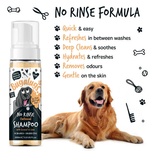 Bugalugs Oatmeal with Coconut & Lime No Rinse Dog Shampoo - 200ML