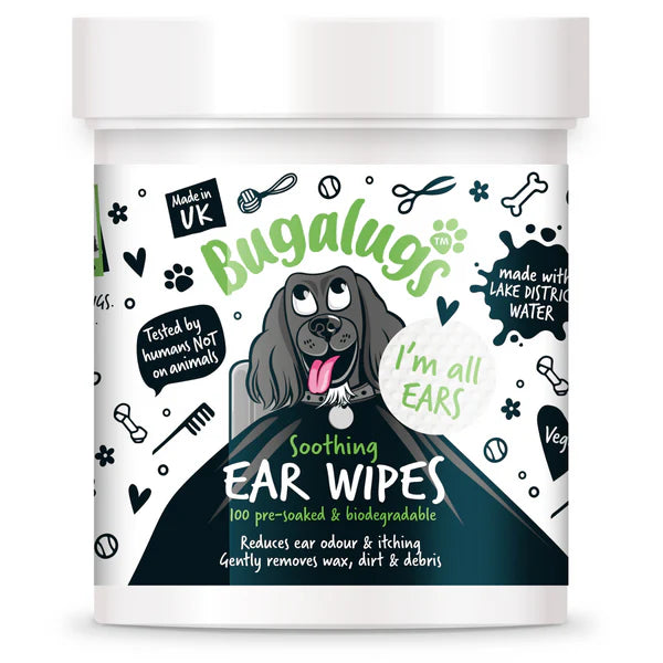 Bugalugs Soothing Biodegradable Ear Wipes for Dogs & Cats - 100WIPES