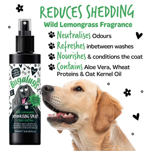 Bugalugs Wild Lemongrass Shed Control Dog Deodorising Spray - 200ML