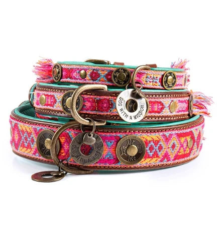 DWAM Boho Rosa Leather Dog Collar