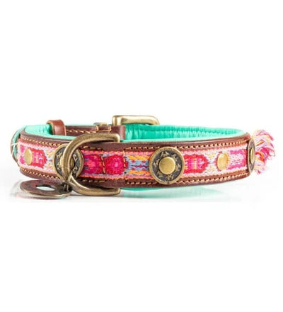 DWAM Boho Rosa Leather Dog Collar