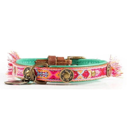 DWAM Boho Rosa Leather Dog Collar