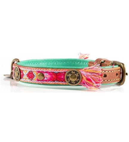 DWAM Boho Rosa Leather Dog Collar