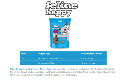 Feline Happy Duck Crunchy & Creamy Cat Treats 60g