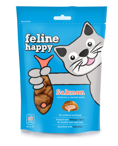Feline Happy Salmon Crunchy & Creamy Cat Treats 60g