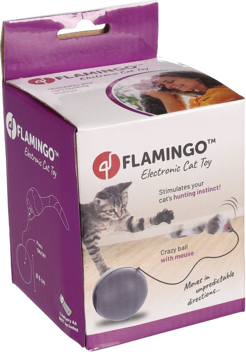Flamingo Boula Moving Ball with Mouse Grey Electronic Cat Toy