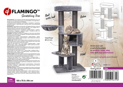 Flamingo Eiko Grey Cat Scratching Tree 100x73.5x164cm