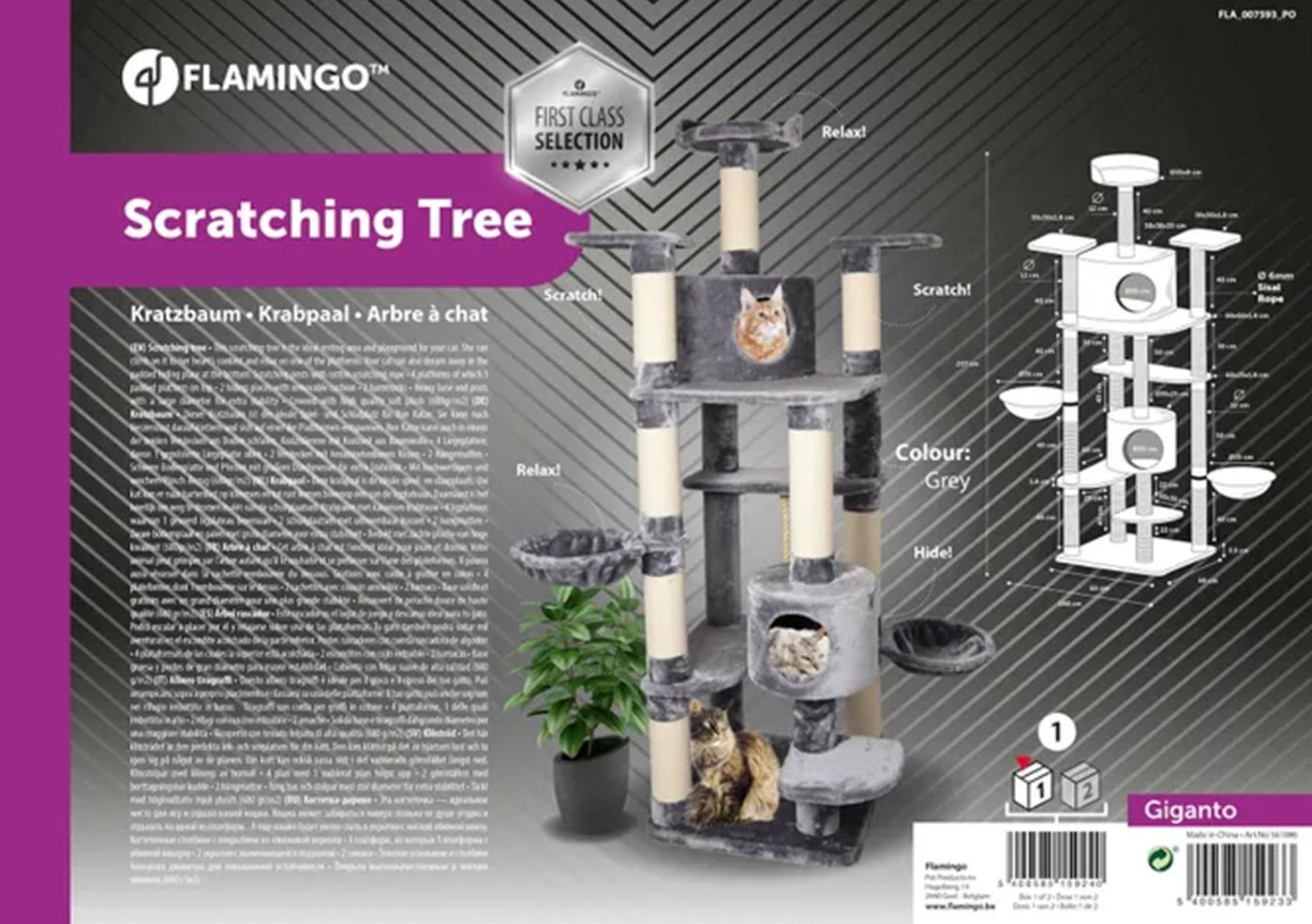 Flamingo Giganto Grey & White Cat Scratching Tree