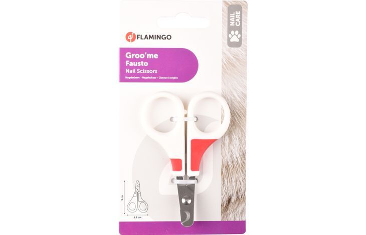 Flamingo Groo'Me Fausto Cat Nail Scissors White/Red