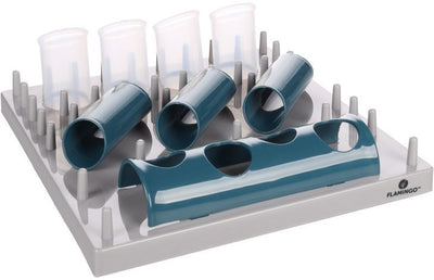 Flamingo Puzzle Feeder Fumbo Interactive Cat Toy Grey/Blue 26x20cm
