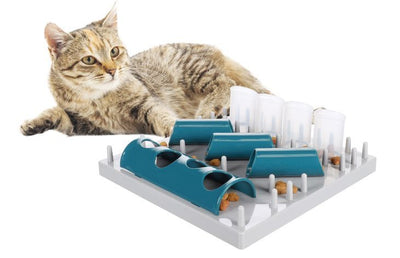 Flamingo Puzzle Feeder Fumbo Interactive Cat Toy Grey/Blue 26x20cm