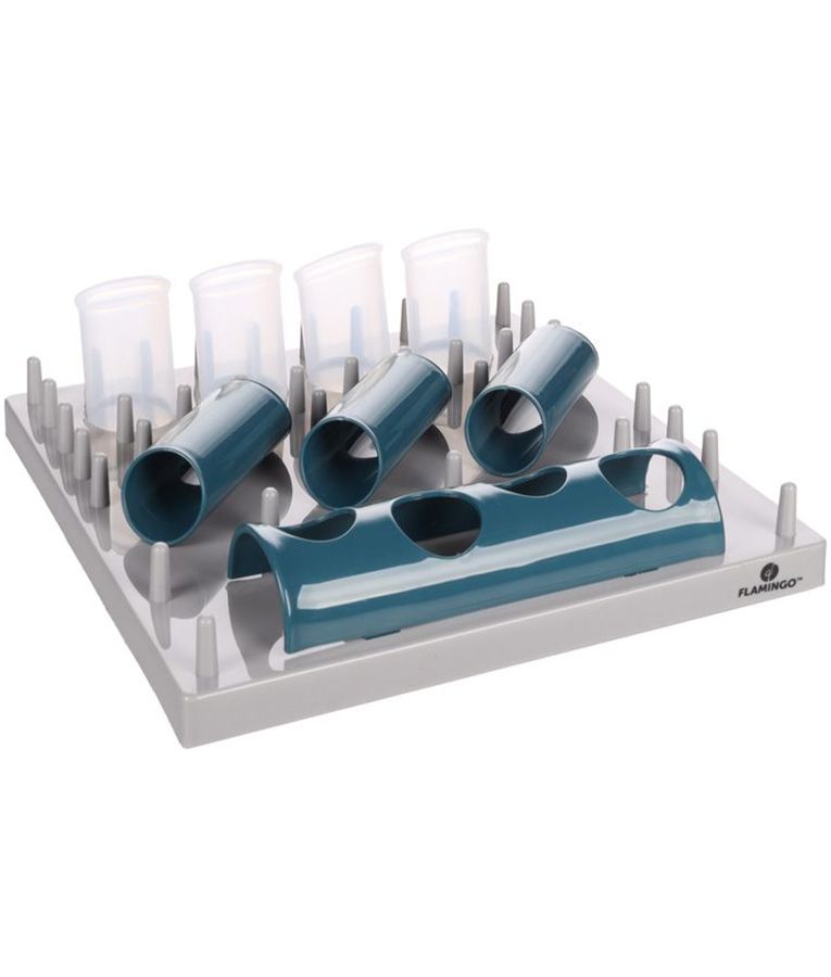 Flamingo Puzzle Feeder Fumbo Interactive Cat Toy Grey/Blue 26x20cm