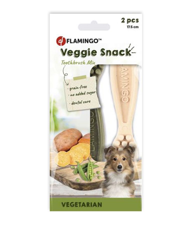 Flamingo Veggie Snack Toothbrush Mix Adult Dog Treats