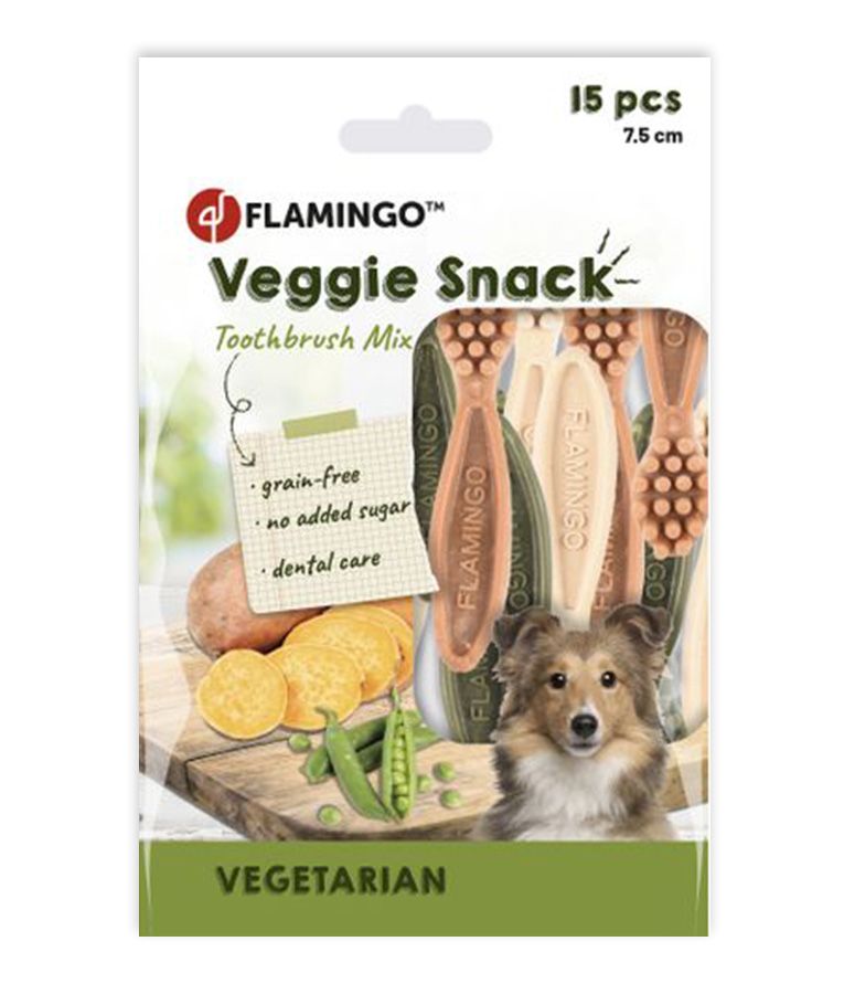 Flamingo Veggie Snack Toothbrush Mix Adult Dog Treats