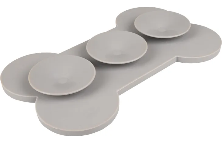 Flamingo Yummy Silicone Bone Grey Dog Lick Pad Large