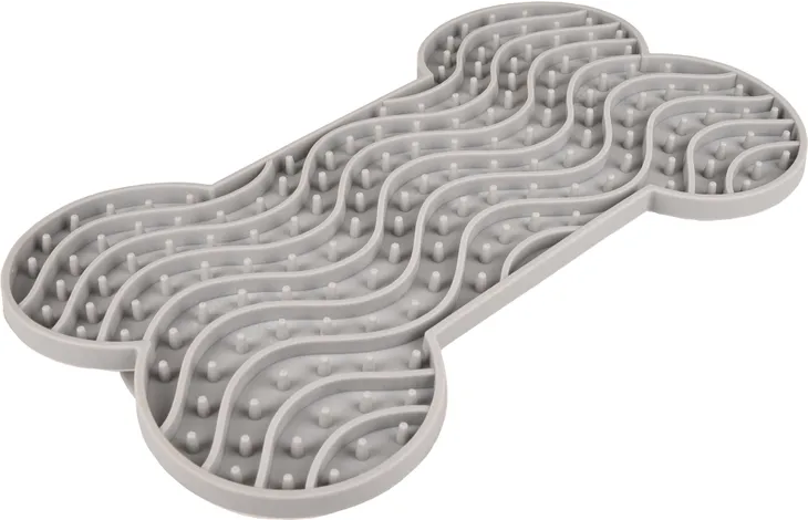 Flamingo Yummy Silicone Bone Grey Dog Lick Pad Large