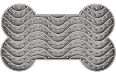 Flamingo Yummy Silicone Bone Grey Dog Lick Pad Large