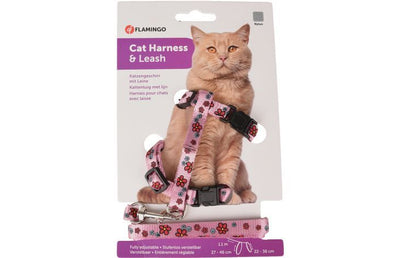 Flamingo Ziggi Flower Cat Harness & Leash 20-35cm 10mm