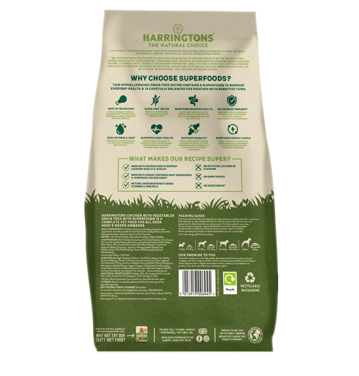 Harringtons Superfoods Chicken with Vegetables Adult Dry Dog Food