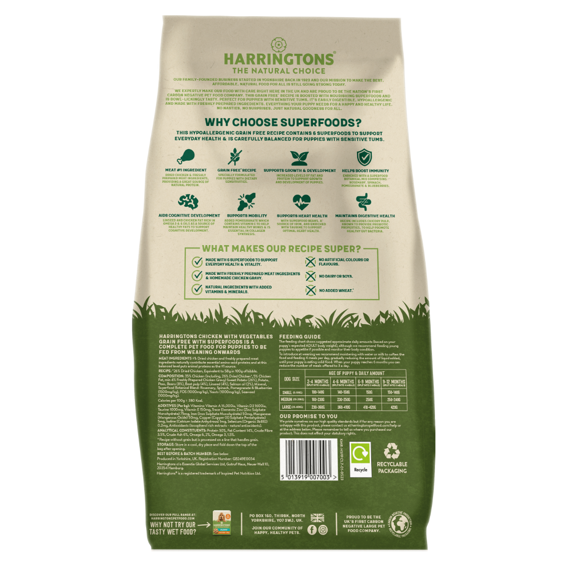 Harringtons Superfoods Chicken with Vegetables Puppy Dry Dog Food