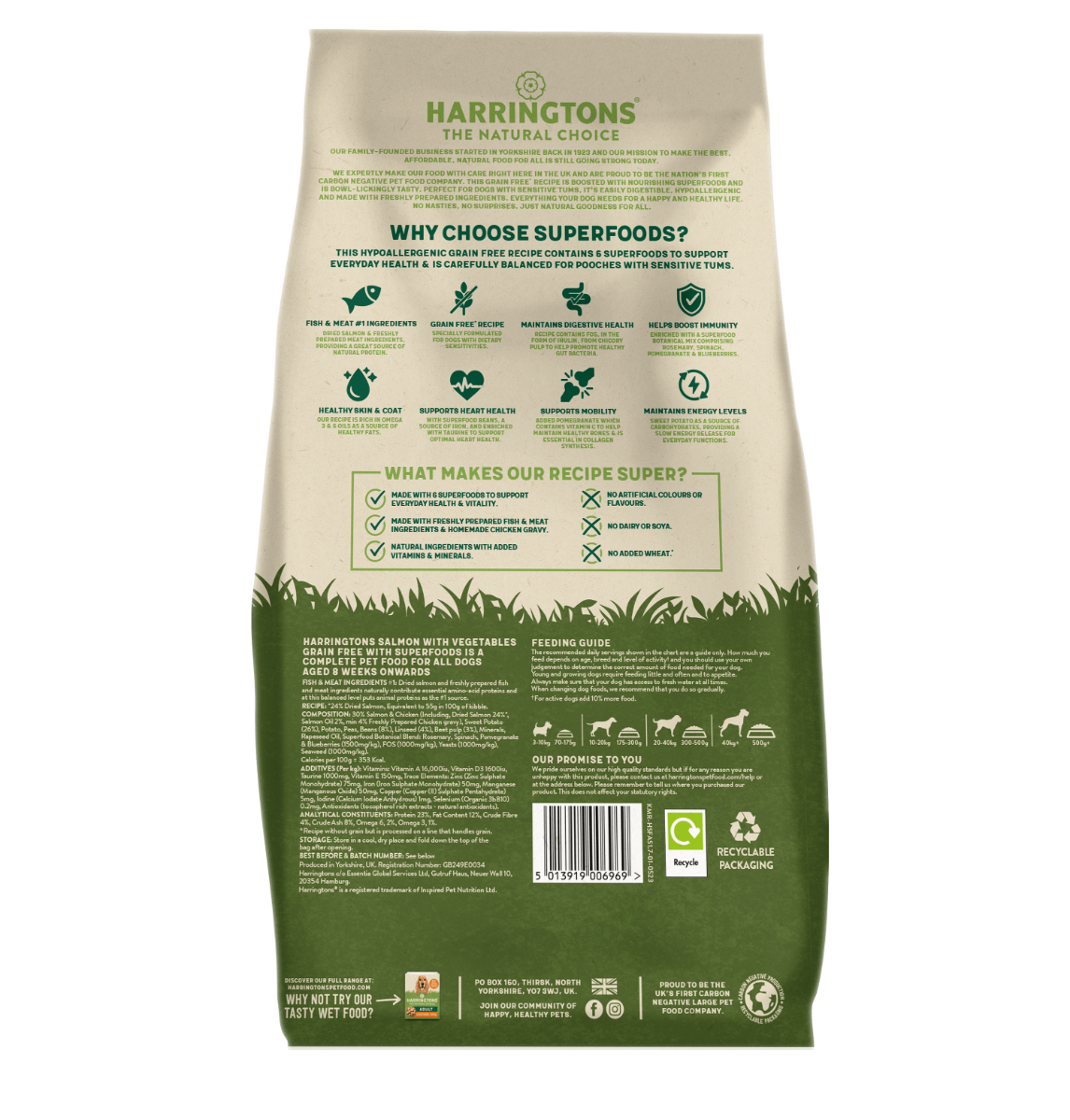 Harringtons Superfoods Salmon with Vegetables Adult Dry Dog Food