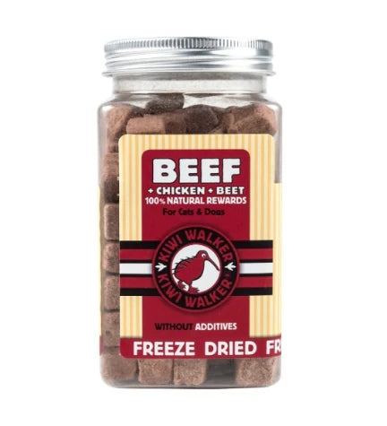 KIWI WALKER Freeze Dried Beef Chicken Beetroot Dog & Cat Treats 90G