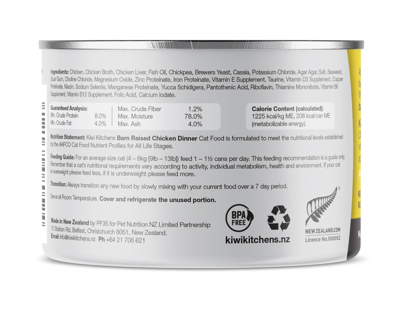 Kiwi Kitchens Barn Raised Chicken Dinner Canned Wet Cat Food