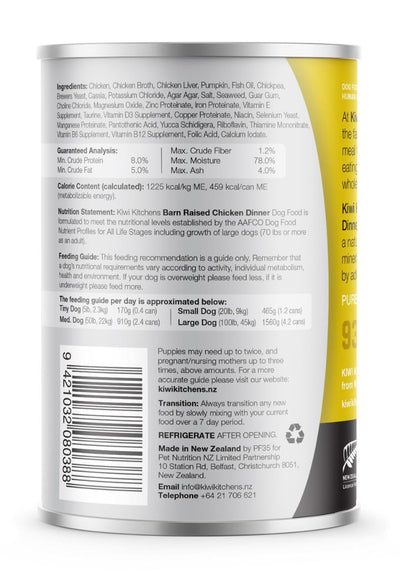 Kiwi Kitchens Barn Raised Chicken Dinner Canned Wet Dog Food
