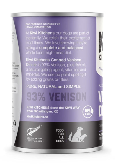 Kiwi Kitchens Grass Fed Venison Dinner Canned Wet Dog Food