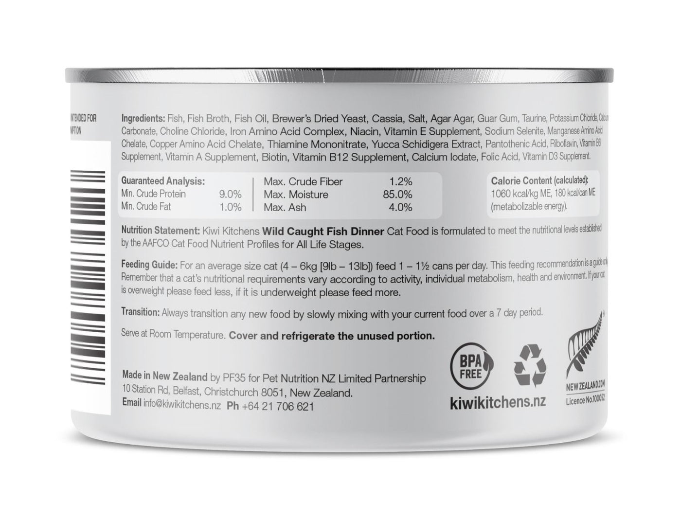 Kiwi Kitchens Wild Caught Fish Dinner Canned Wet Cat Food