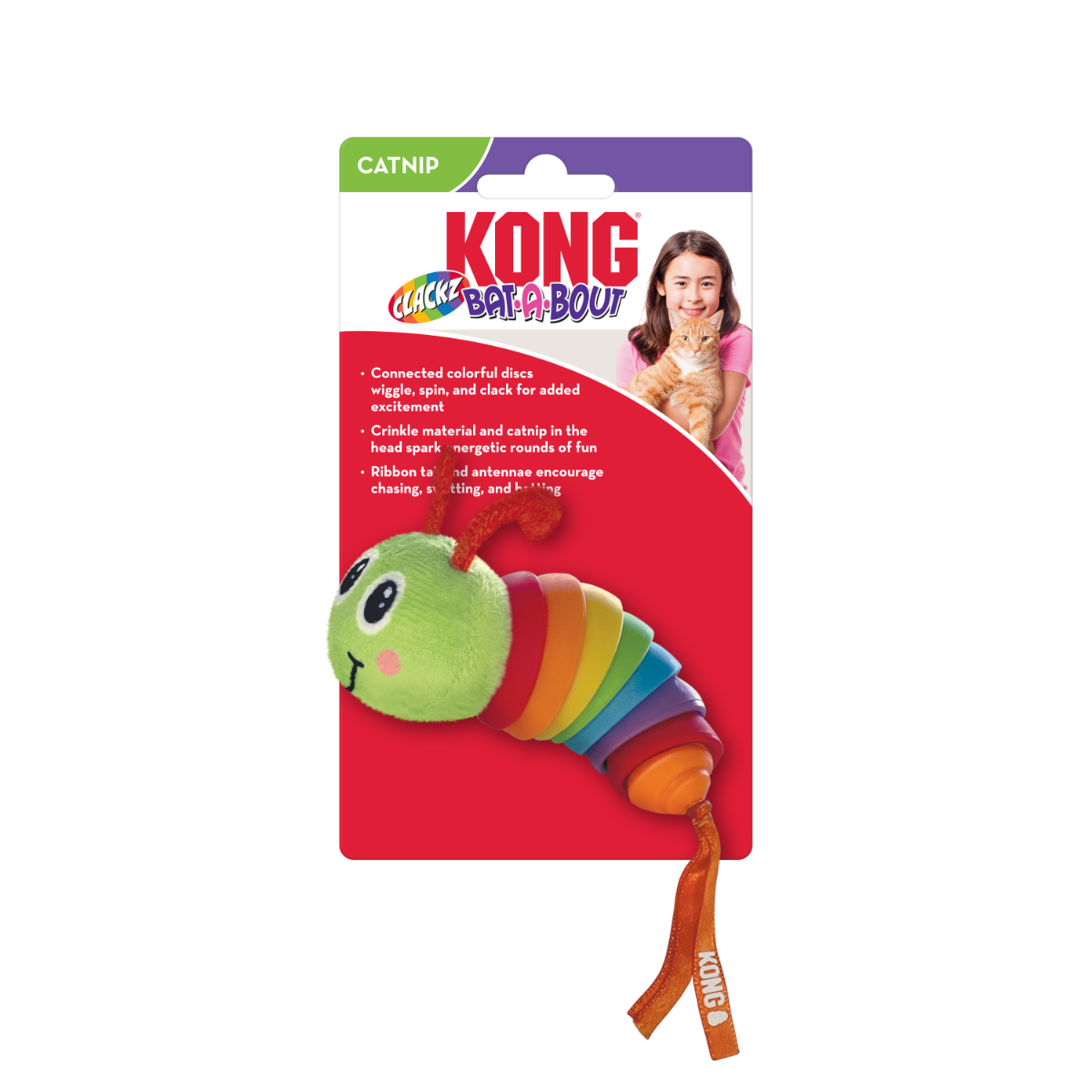 Kong Bat-A-Bout Clacks Caterpillar Cat Toy