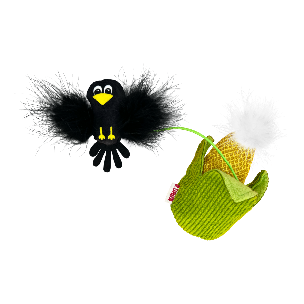 Kong Flingaroo Corny Plush Feather Cat Toy