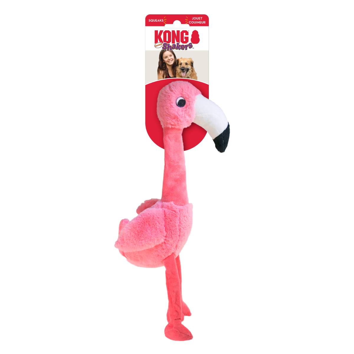 Kong Shakers Honkers Flamingo Plush Squeaker Dog Toy