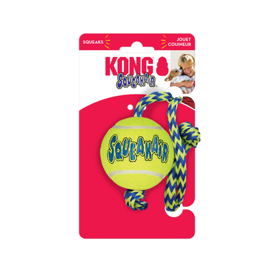 Kong SqueakAir Ball w/ Rope Dog Toy
