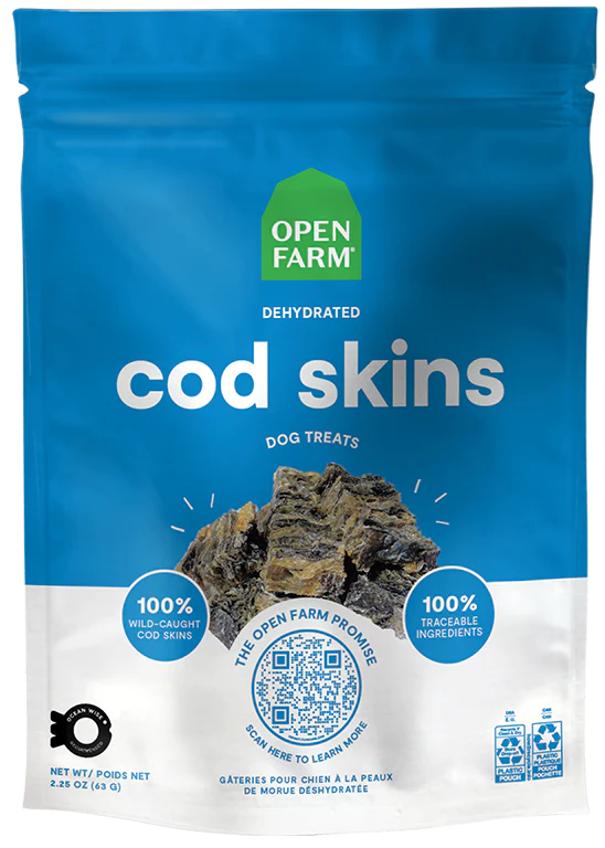 Open Farm Dehydrated Cod Skin Dog Treat 63G